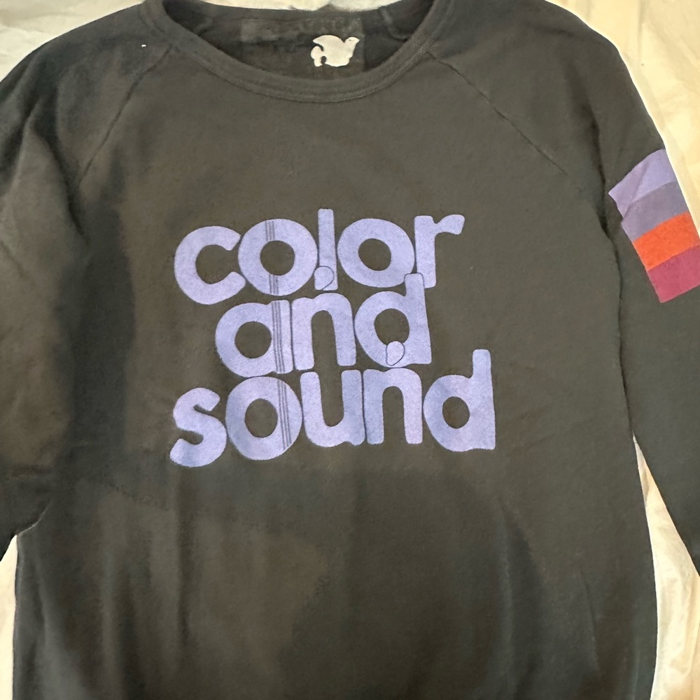 Freecity Black and Purple Crew Neck Sweater